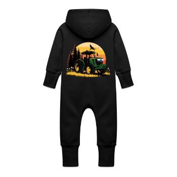 Traktor - Schlepper - Landwirt - Baby Bio Sweat Overall mit Kapuze - Schwarz - Hinten