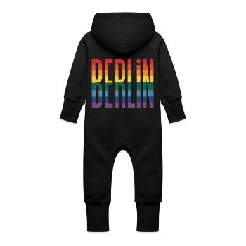 Berlin - Logo de la ville queer cool - Grenouillère à capuche bio en molleton Bébé - noir - Dos