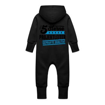 5Sterne Projektleiter - Baby Bio Sweat Overall mit Kapuze - Schwarz - Hinten