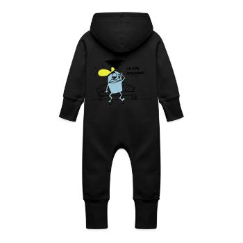 happy monday - Baby Organic Sweat Overalls With Hood - black - Back