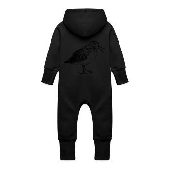 Riverside Runner Bird - Baby Organic Sweat Overalls With Hood - black - Back
