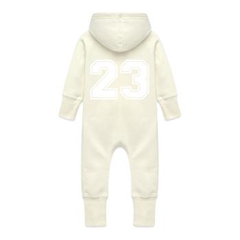 23 - Baby Organic Sweat Overalls With Hood - vanilla - Back