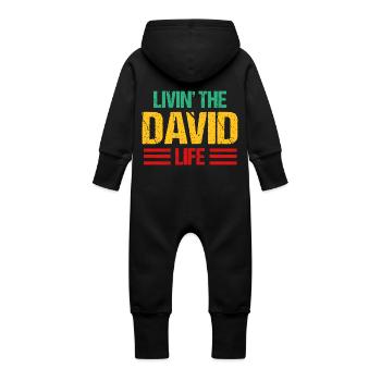 David - Baby Bio Sweat Overall mit Kapuze - Schwarz - Hinten