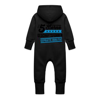 5Sterne Geschäftsführer - Baby Bio Sweat Overall mit Kapuze - Schwarz - Hinten