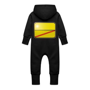 Panneau blanc - Grenouillère à capuche bio en molleton Bébé - noir - Dos