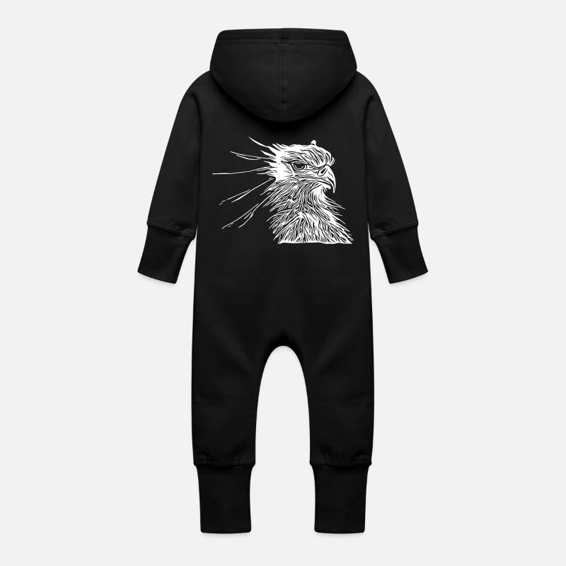 oiseau - Grenouillère à capuche bio en molleton Bébé - noir