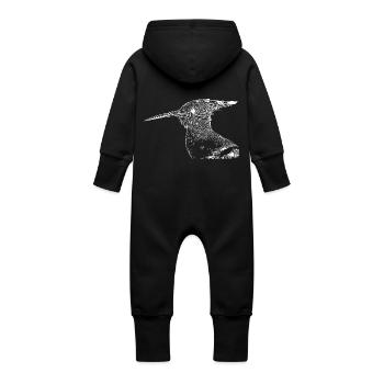Hoopoe bird - Baby Organic Sweat Overalls With Hood - black - Back