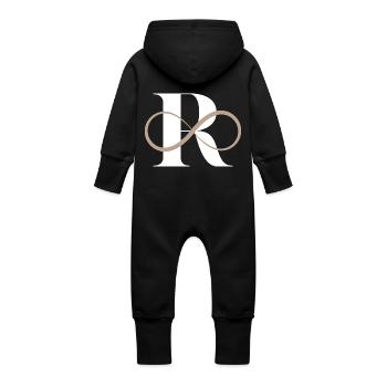 Infinite letter r - Baby Organic Sweat Overalls With Hood - vanilla - Back