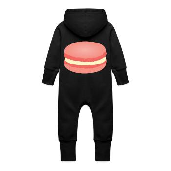 pink macaron - Baby Organic Sweat Overalls With Hood - vanilla - Back