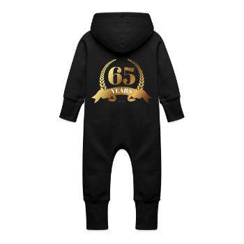 65e anniversaire: 65 ans - Grenouillère à capuche bio en molleton Bébé - noir - Dos