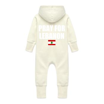 Pray for lebanon - Baby Organic Sweat Overalls With Hood - vanilla - Back