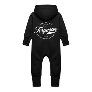 Vintage Ferguson Apparel Co. Emblem Design - Baby Organic Sweat Overalls With Hood - vanilla - Back