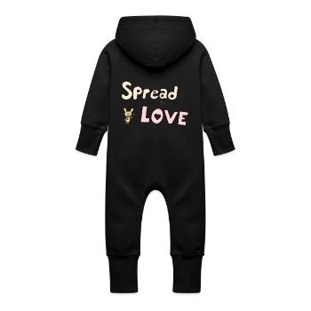 Répandre l'amour - Grenouillère à capuche bio en molleton Bébé - noir - Dos