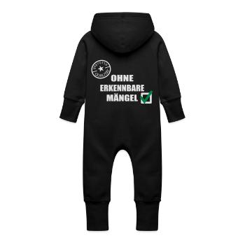 Oldies Gütesiegel geprüfte Qualität Geburtstag - Baby Bio Sweat Overall mit Kapuze - Schwarz - Hinten