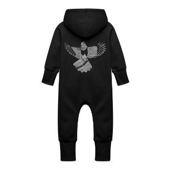 Magpies-Newcastle-darker - Baby Organic Sweat Overalls With Hood - black - Back