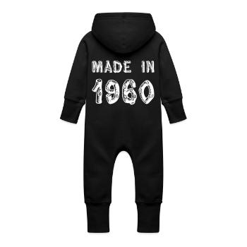 Fabriqué en 1960 - Grenouillère à capuche bio en molleton Bébé - noir - Dos