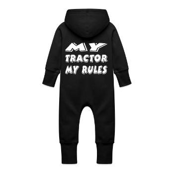 Tracteur - Grenouillère à capuche bio en molleton Bébé - vanille - Dos