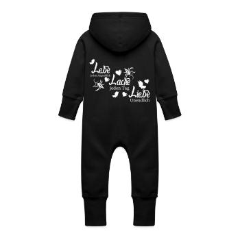 Live Laugh Love - Baby Organic Sweat Overalls With Hood - vanilla - Back