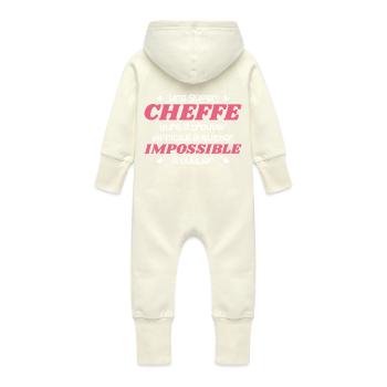 Super Cheffe - Grenouillère à capuche bio en molleton Bébé - vanille - Dos