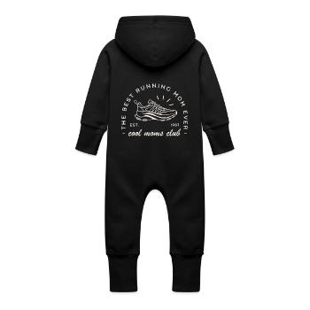 Mama läuft Club Läufer Laufen Marathonläufer - Baby Bio Sweat Overall mit Kapuze - Schwarz - Hinten