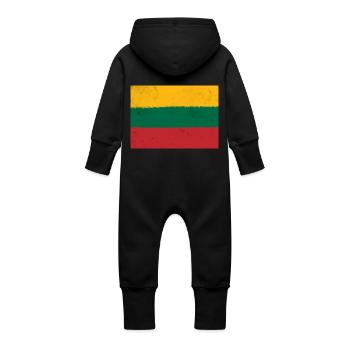 Flag of Lithuania - Baby Organic Sweat Overalls With Hood - black - Back