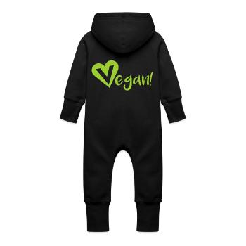 Vegan Veganer - Baby Bio Sweat Overall mit Kapuze - Schwarz - Hinten