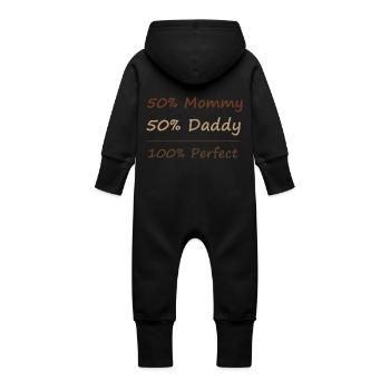 100% perfektes lustiges Baby-Kostüm-Onesie - Baby Bio Sweat Overall mit Kapuze - Schwarz - Hinten