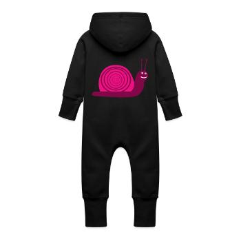 Pinke Schnecke - Baby Bio Sweat Overall mit Kapuze - Schwarz - Hinten
