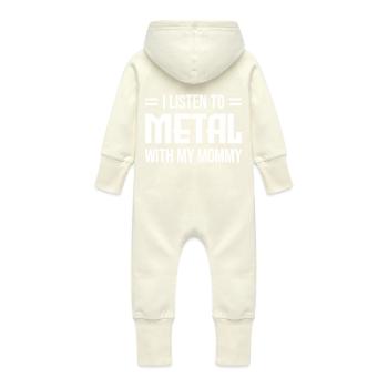 Heavy Metal with Mom - Baby Organic Sweat Overalls With Hood - vanilla - Back