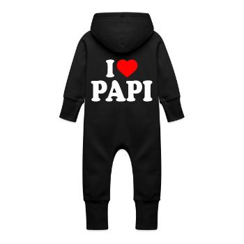 I love papi - Baby Organic Sweat Overalls With Hood - vanilla - Back