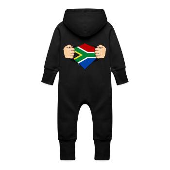 South Africa Flag Design - Baby Organic Sweat Overalls With Hood - black - Back