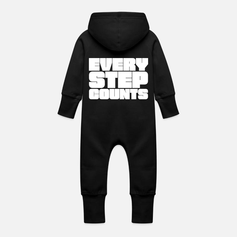 Every step counts - Baby Organic Sweat Overalls With Hood - black