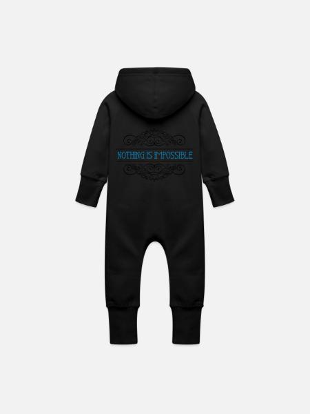 Nothing is impossible - Baby Bio Sweat Overall mit Kapuze - Schwarz