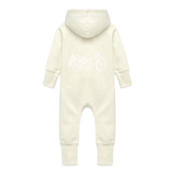 Chopper / Bobber Motorcycle 02_white - Baby Organic Sweat Overalls With Hood - vanilla - Back