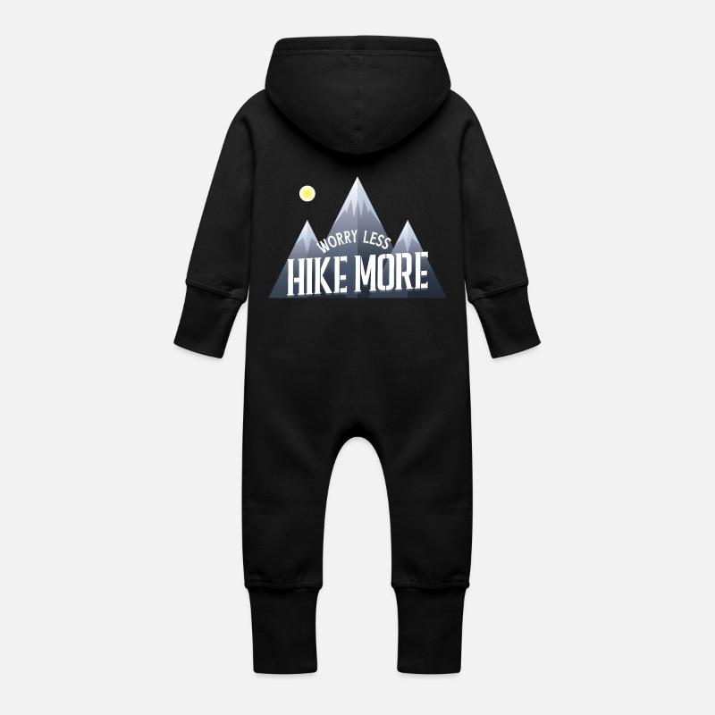"Worry Less Errant More" T-shirt Wanderer - Grenouillère à capuche bio en molleton Bébé - noir