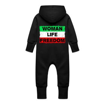 Femme, vie, liberté | Pour les femmes en Iran - Grenouillère à capuche bio en molleton Bébé - noir - Dos
