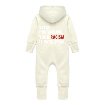STOP Racisme Patriotiste - Grenouillère à capuche bio en molleton Bébé - vanille - Dos