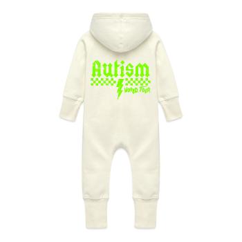 Autism awareness different different better - Baby Organic Sweat Overalls With Hood - vanilla - Back