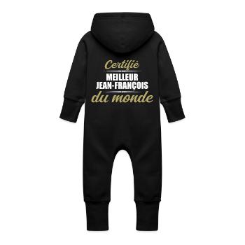 Certifié meilleur jean françois du monde - Grenouillère à capuche bio en molleton Bébé - vanille - Dos