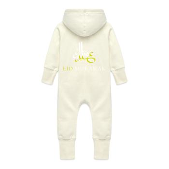 Islam Eid Mubarak - Baby Organic Sweat Overalls With Hood - vanilla - Back
