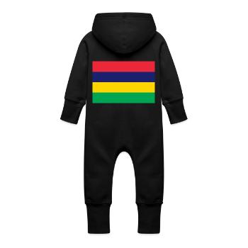Flag of Mauritius, Drapeau des iles Maurice - Grenouillère à capuche bio en molleton Bébé - noir - Dos