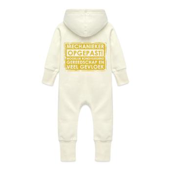 Attention Mechanic! - Grenouillère à capuche bio en molleton Bébé - vanille - Dos