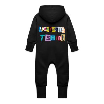Anonymous TShirt in newspaper letter. - Baby Organic Sweat Overalls With Hood - black - Back