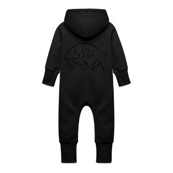 Karpfen - Baby Bio Sweat Overall mit Kapuze - Schwarz - Hinten