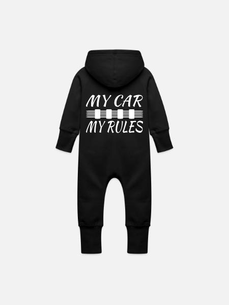 Auto - Baby Bio Sweat Overall mit Kapuze - Schwarz