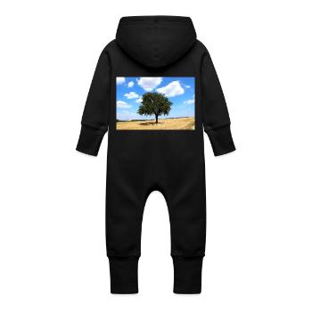 Arbre, Environnement, Nature - Grenouillère à capuche bio en molleton Bébé - noir - Dos