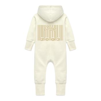 vintage 2003 Barcode 2003: Year 2025. - Baby Organic Sweat Overalls With Hood - vanilla - Back