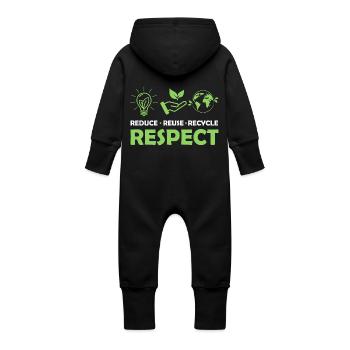 Reduce Reuse Recycle Respect Planet Environmental - Baby Organic Sweat Overalls With Hood - black - Back