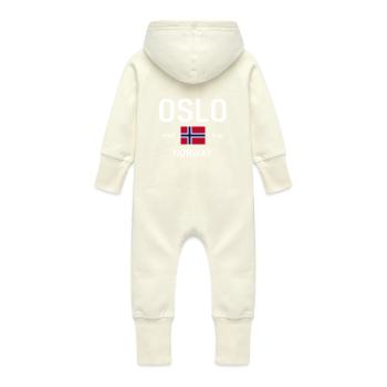 Oslo - Norvège - Coordonnées - Drapeau - Grenouillère à capuche bio en molleton Bébé - vanille - Dos