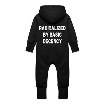 Radicalized By Basic Decency - Baby Organic Sweat Overalls With Hood - vanilla - Back